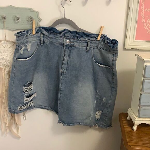Shein distressed blue Jean skirt 3xl - Picture 1 of 9